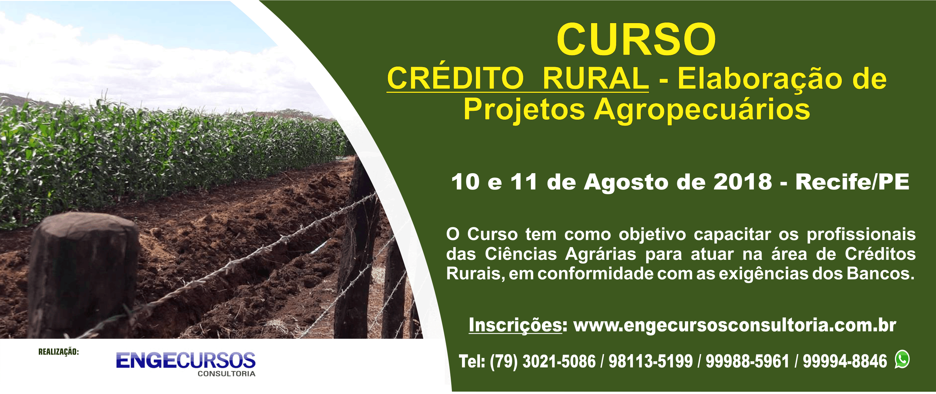 Curso sobre crédito rural será ministrado no Senge-PE