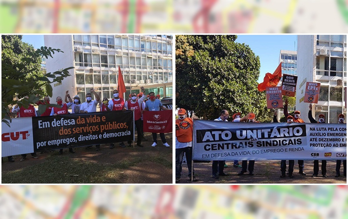 Ato das centrais em Brasília denuncia políticas de Guedes e Bolsonaro contra o Brasil